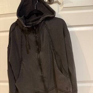 Free people dark grey zip up sweatshirt in size Large